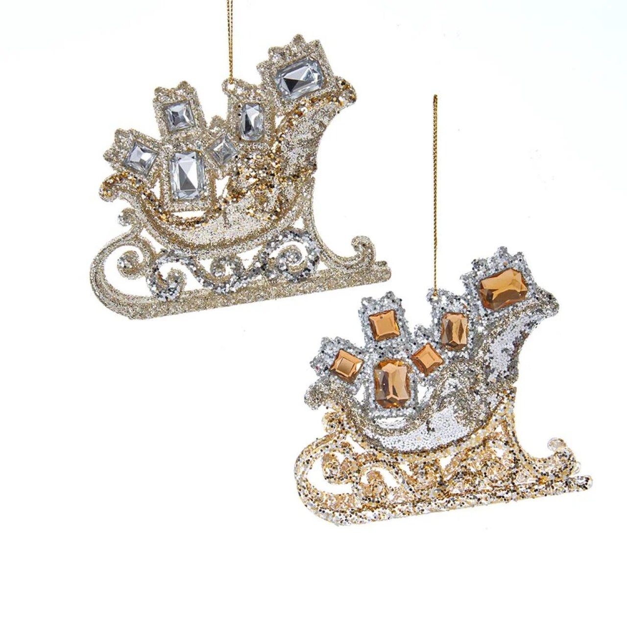 KSA Pack of 24 Gold and Silver Sleigh Christmas Ornaments 4.5"